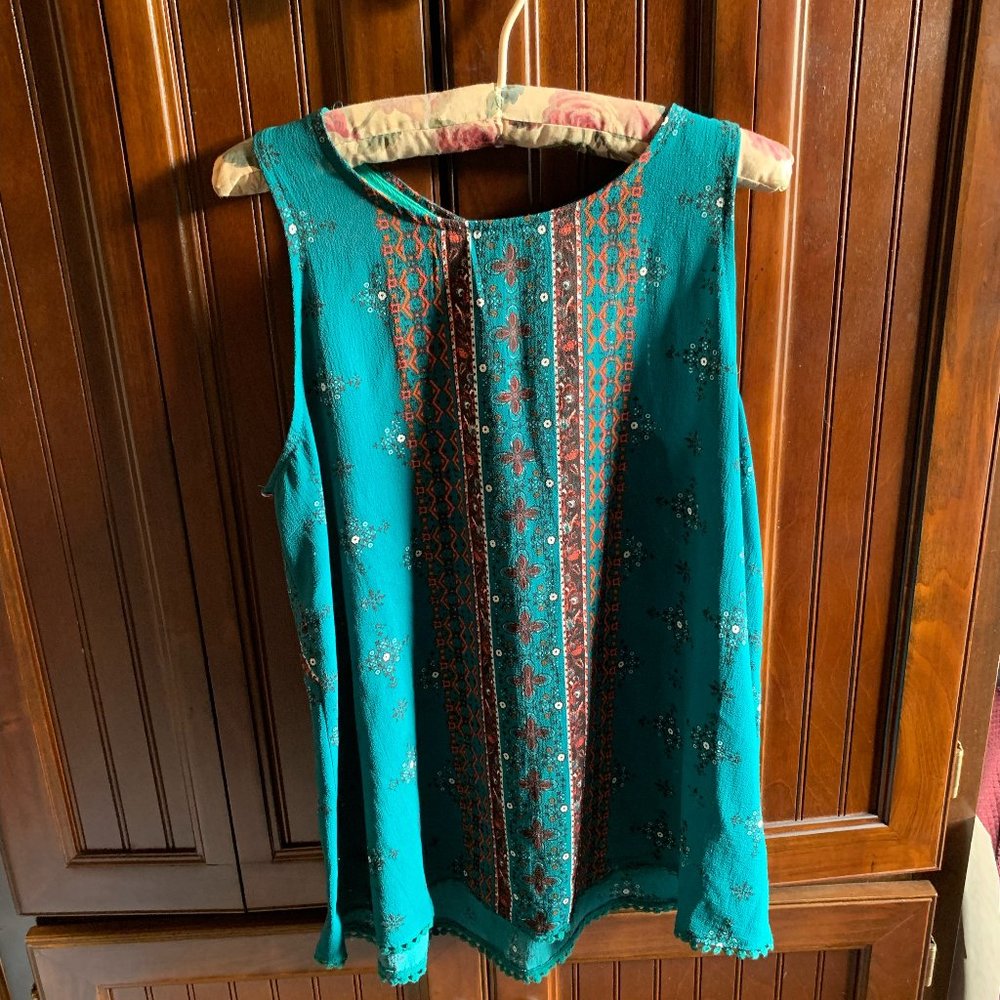 Teal Boho Tank Top